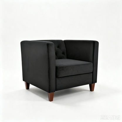 Button Tufted Accent Chair, Square Arms