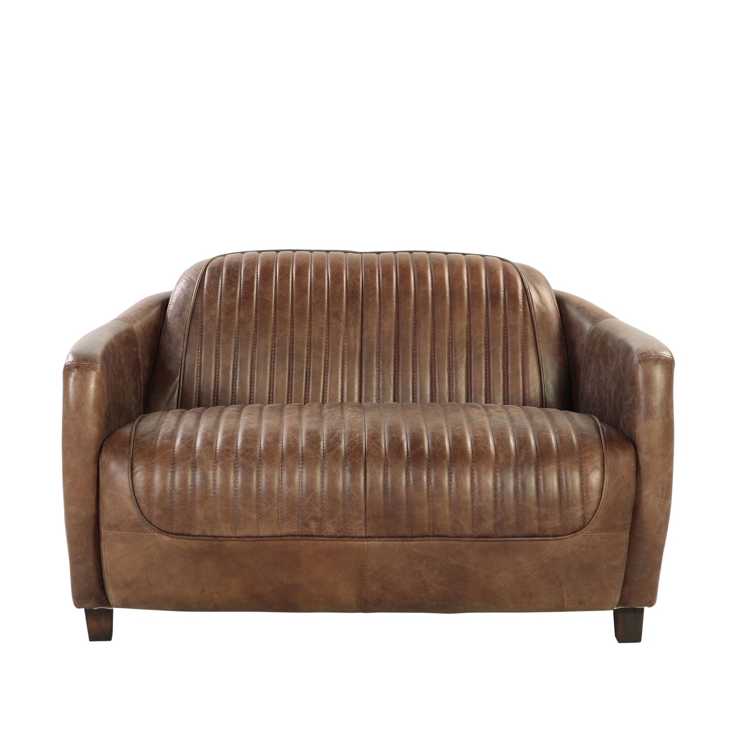 Brancaster - Grain Leather Loveseat - Brown