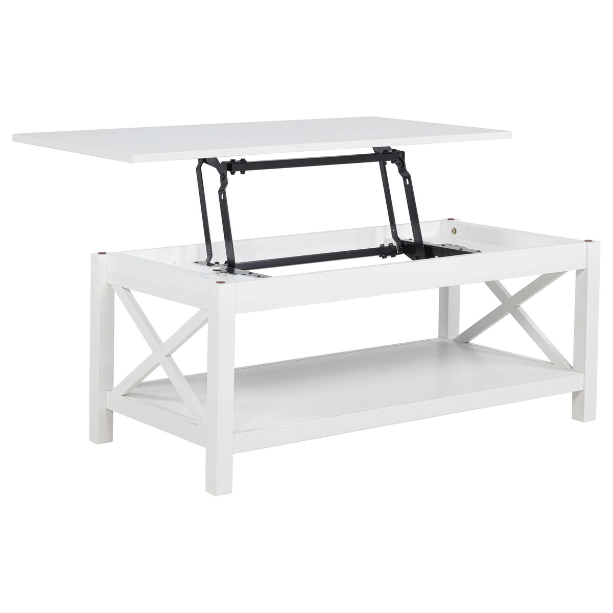 Slater - Lift Top Coffee Table With X Frame Design - White