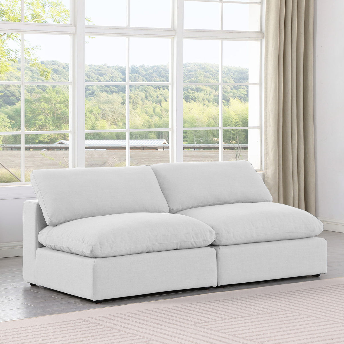 Comfy - Linen Modular Armless Sofa 2 Seats