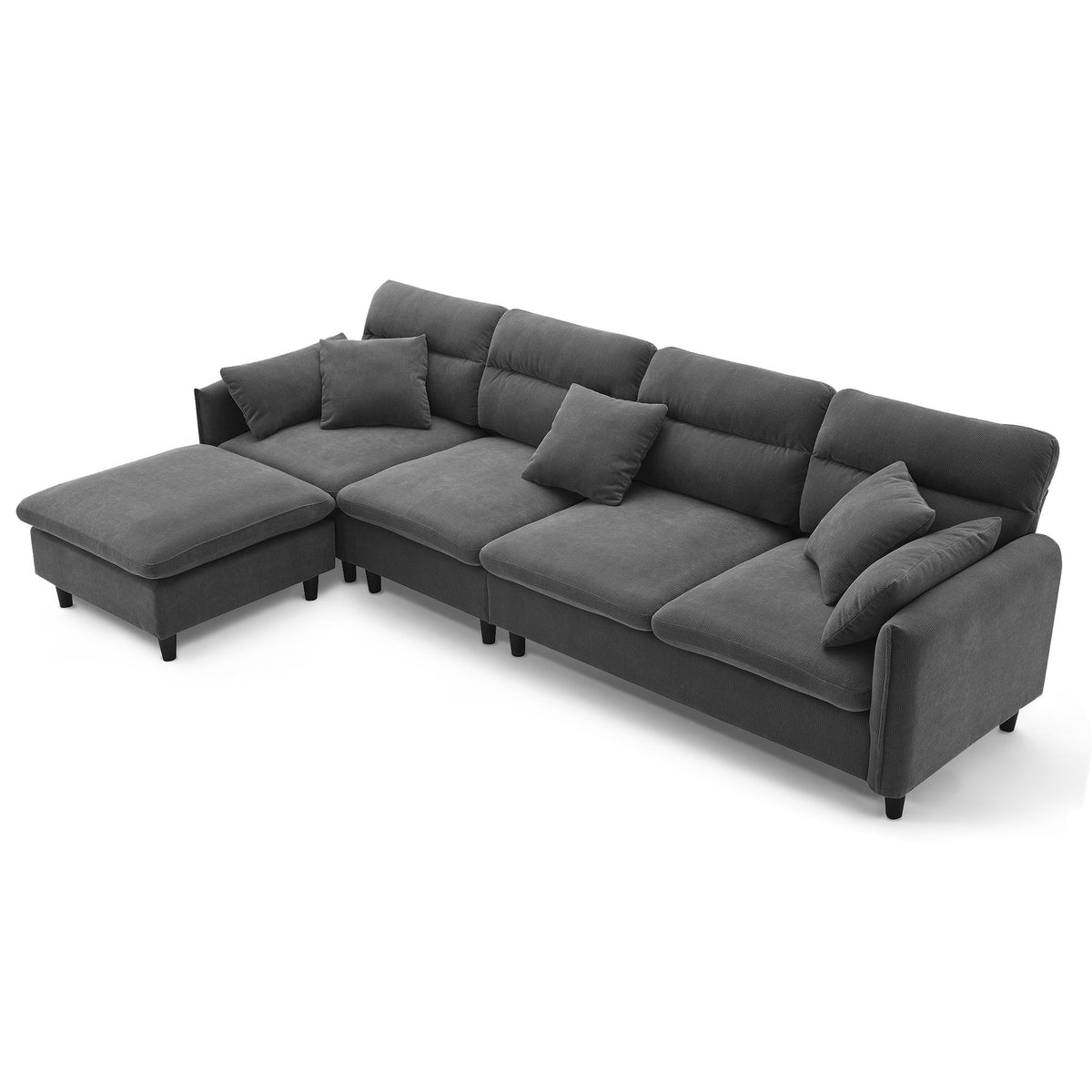 Modern Convertible Sectional Sofa L Shaped Reversible Couch Set With Free Pillows 5 Seat Cloud With Ottoman