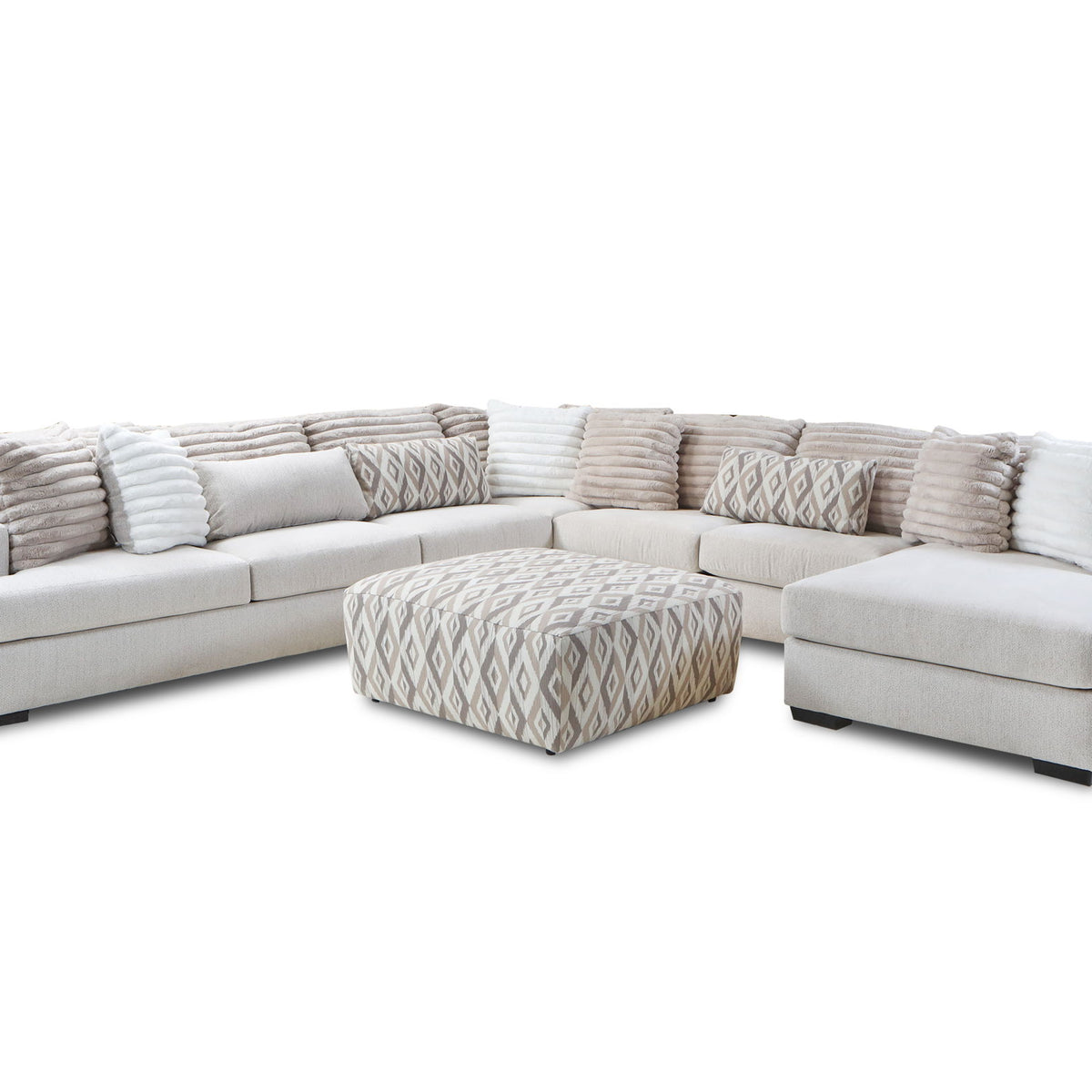 Mondo - RHF Armless Return Sofa With 4 Pillows - Hush Parchment
