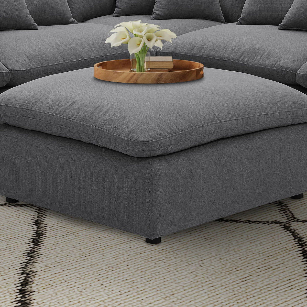 Hobson Square Upholstered Ottoman Charcoal