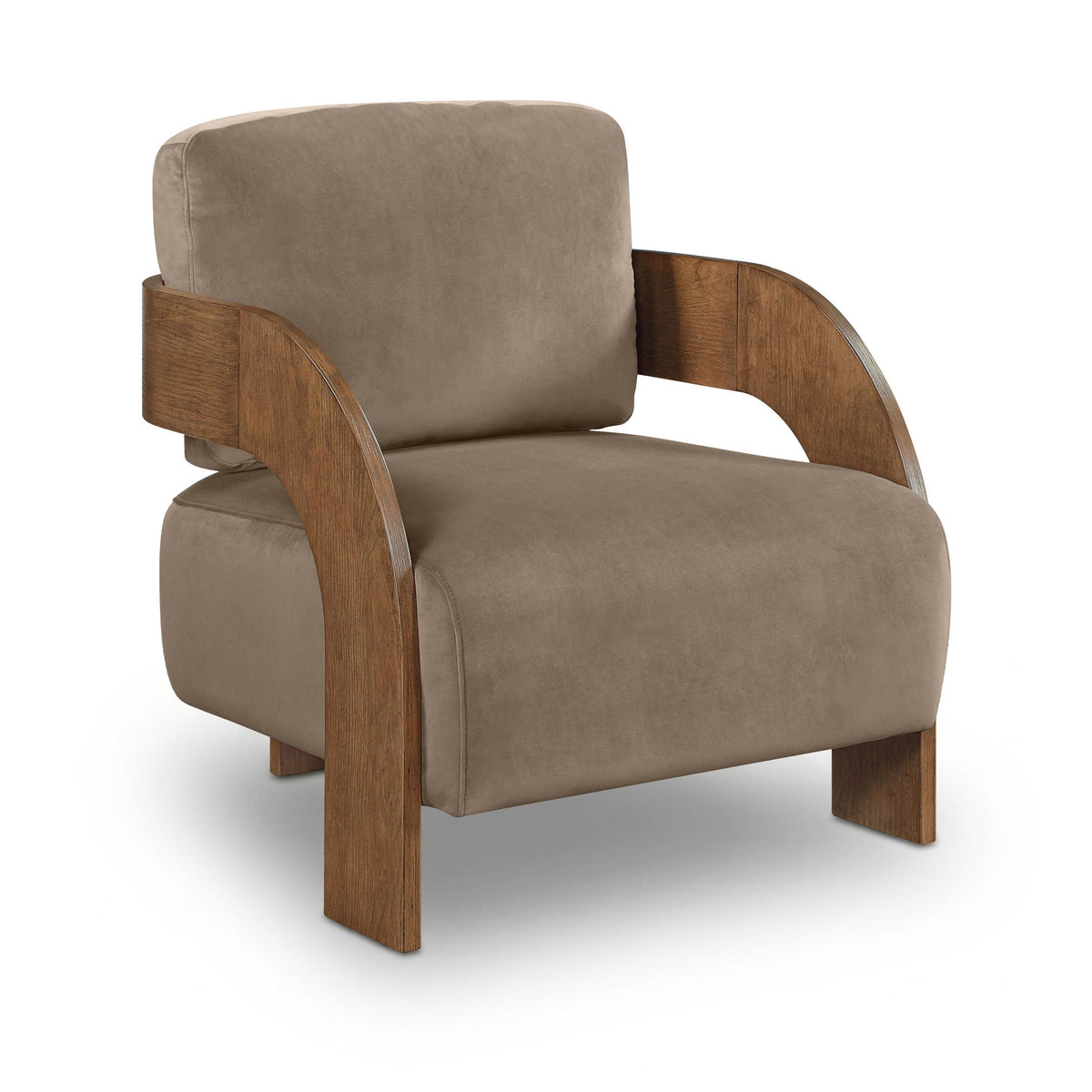 Cedra - Velvet Performance Fabric Upholstered Accent Chair - Brown Frame