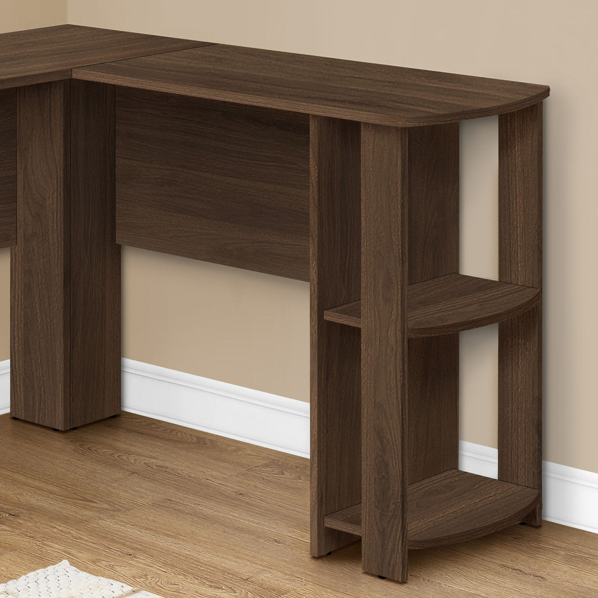 Computer Desk, Home Office, Corner, Storage Shelves, L Shape, Laptop, Contemporary & Modern - Walnut