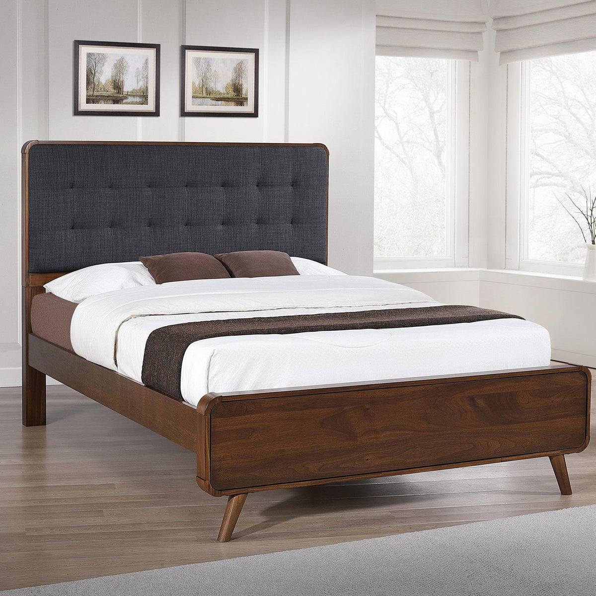Robyn Wood Queen Platform Bed Dark Walnut