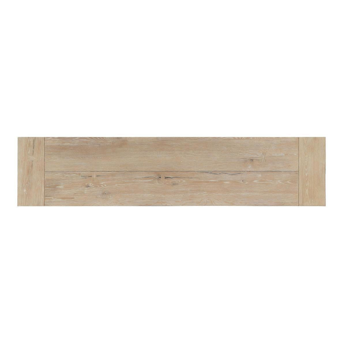 Light beige wooden console table front panel with recessed lines