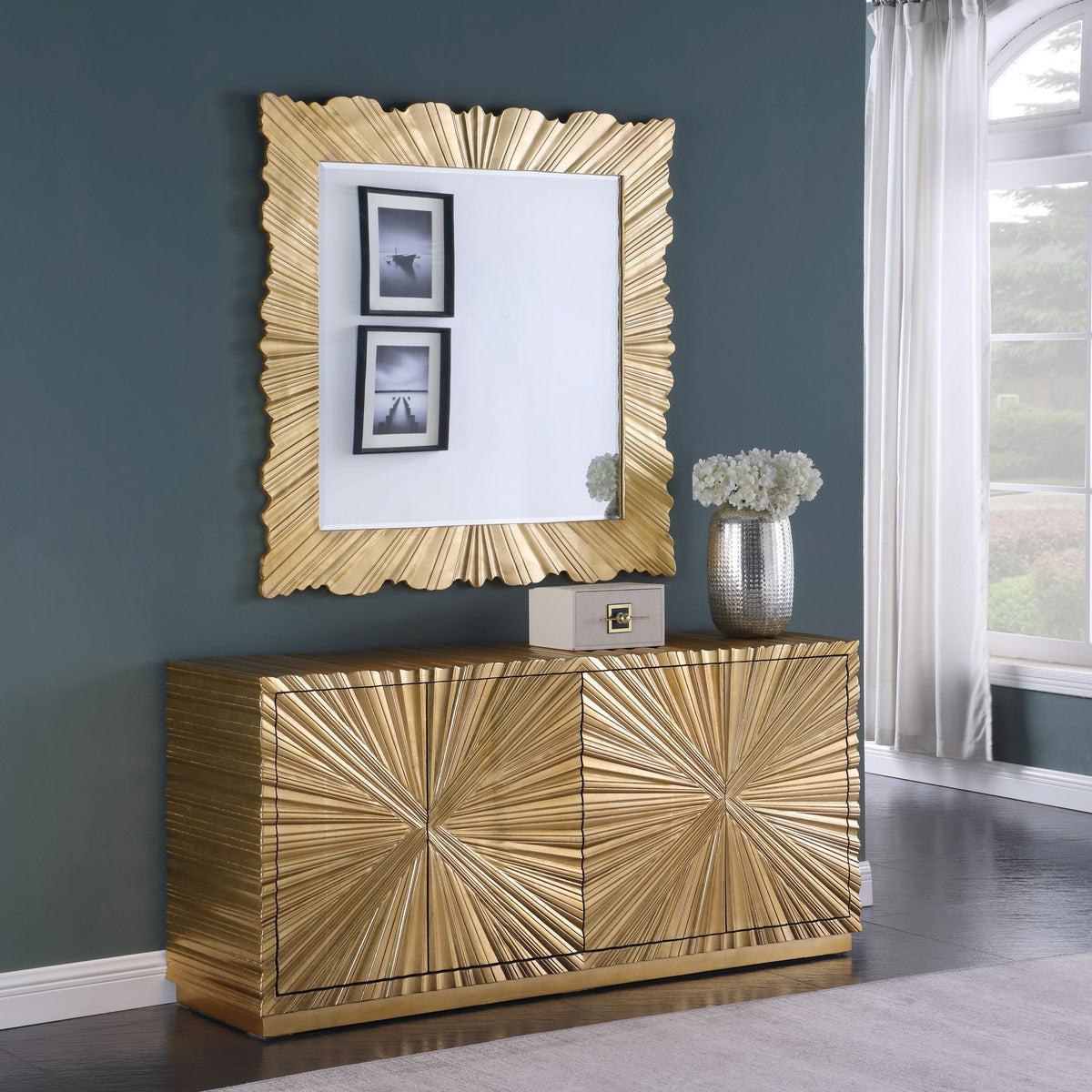 Golda - Leaf Mirror - Gold