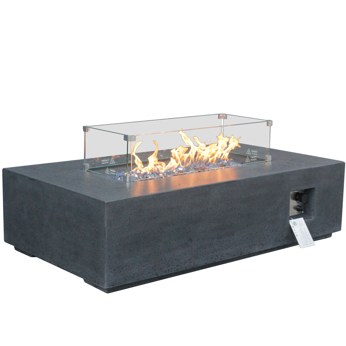 Outdoor Concrete Propane Gas Rectangle Fire Pit Table