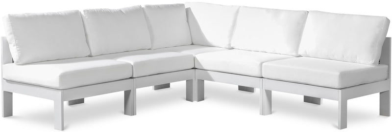 Nizuc - Outdoor Patio 5 Piece Modular Sectional With White Frame
