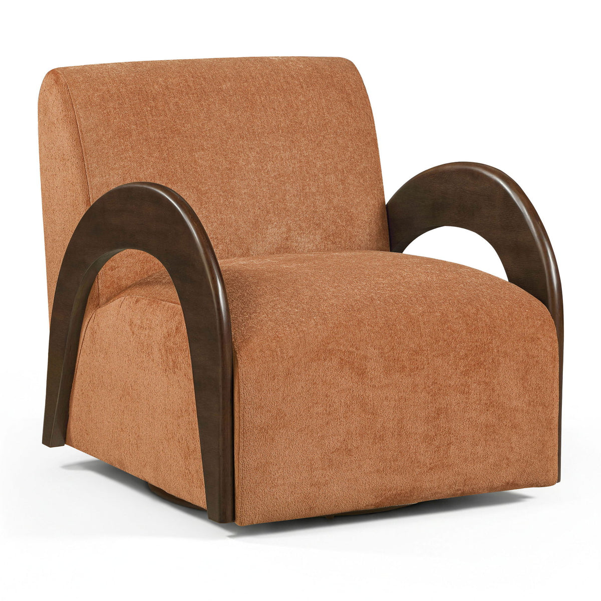 Neria - Chenille Fabric Upholstered Swivel Accent Chair - Painted Brown Base