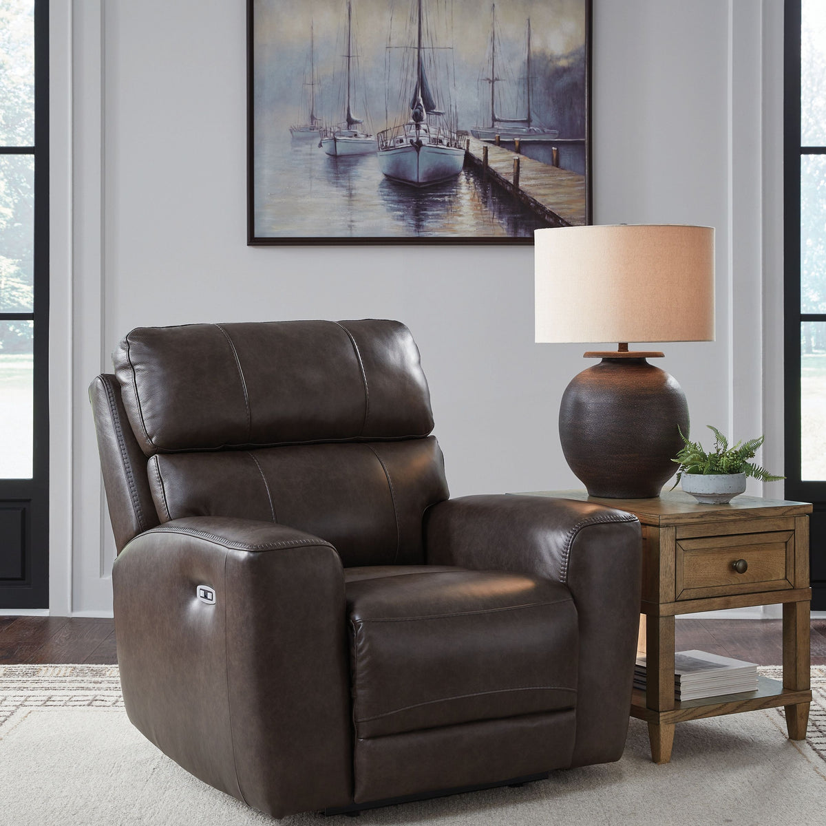 Crossplex - Smoke - Power Recliner / Adjustable Headrest