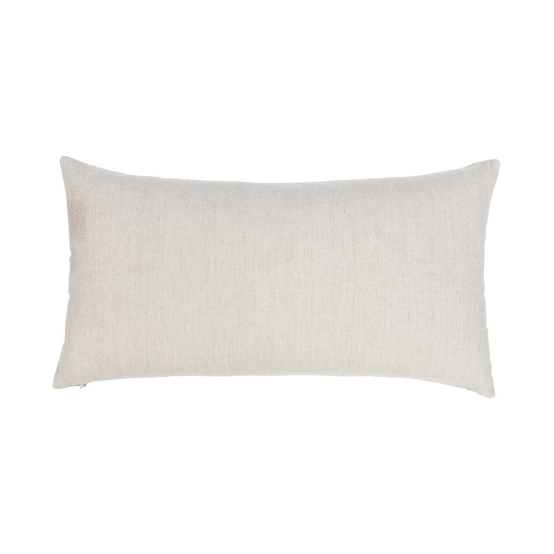 Solid light beige rectangular pillow with centered stitched seam details