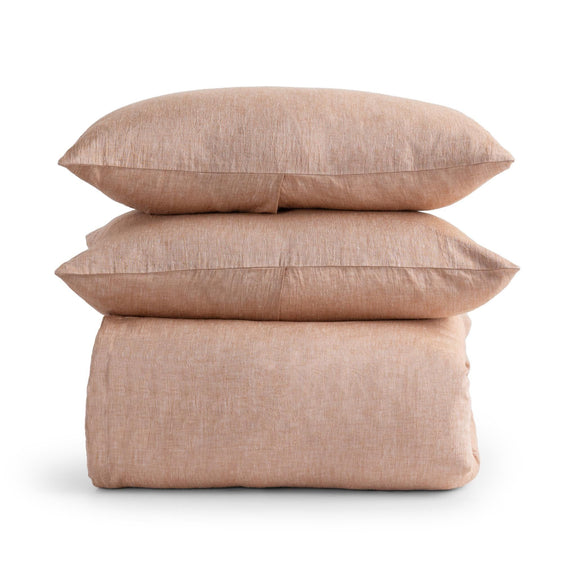 Jayson linen cashmere sham in clay pink, square pillow with textured linen look