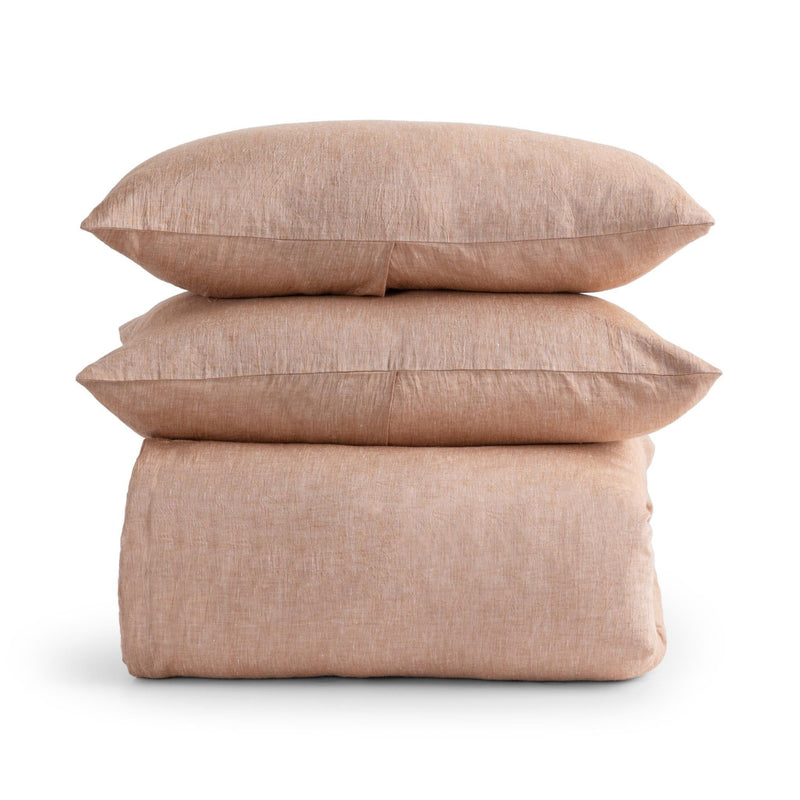 Jayson linen cashmere sham in clay pink, square pillow with textured linen look