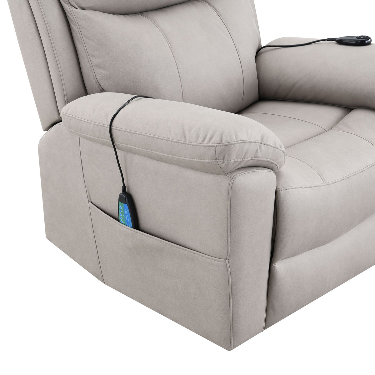 Chriki - Polished Microfiber Power Motion Recliner With Lift Heating Massage Chair
