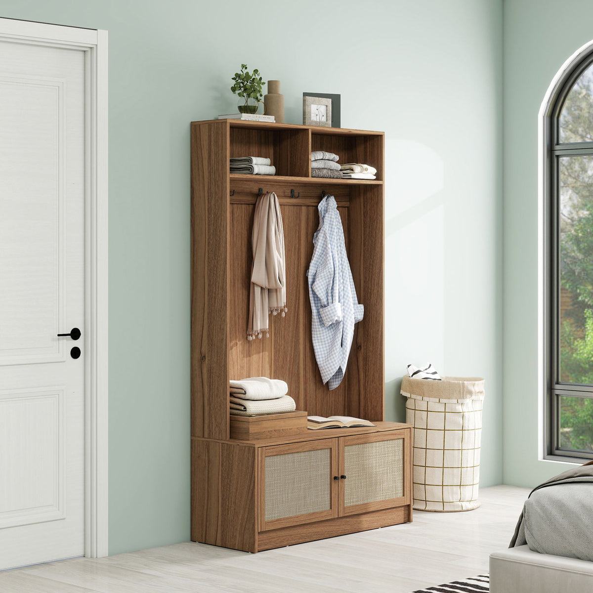 Modern Storage Closet For Bedroom, Entryway, Or Living Room - Walnut
