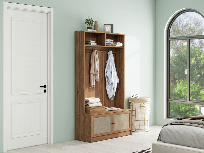 Modern Storage Closet For Bedroom, Entryway, Or Living Room - Walnut