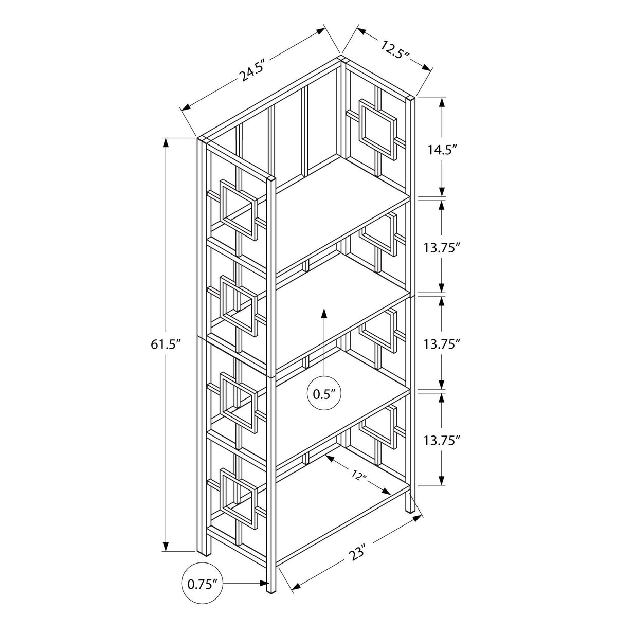 Bookshelf, Bookcase, Etagere, 4 Tier, For Office, Contemporary & Modern - Espresso