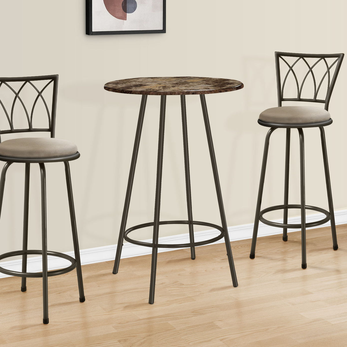 Home Bar Table With Bar Height, Small Round For Kitchen - Espresso
