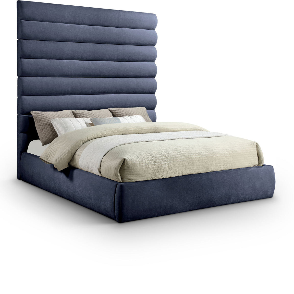 Adam - Chenille Fabric Bed With 89" Headboard