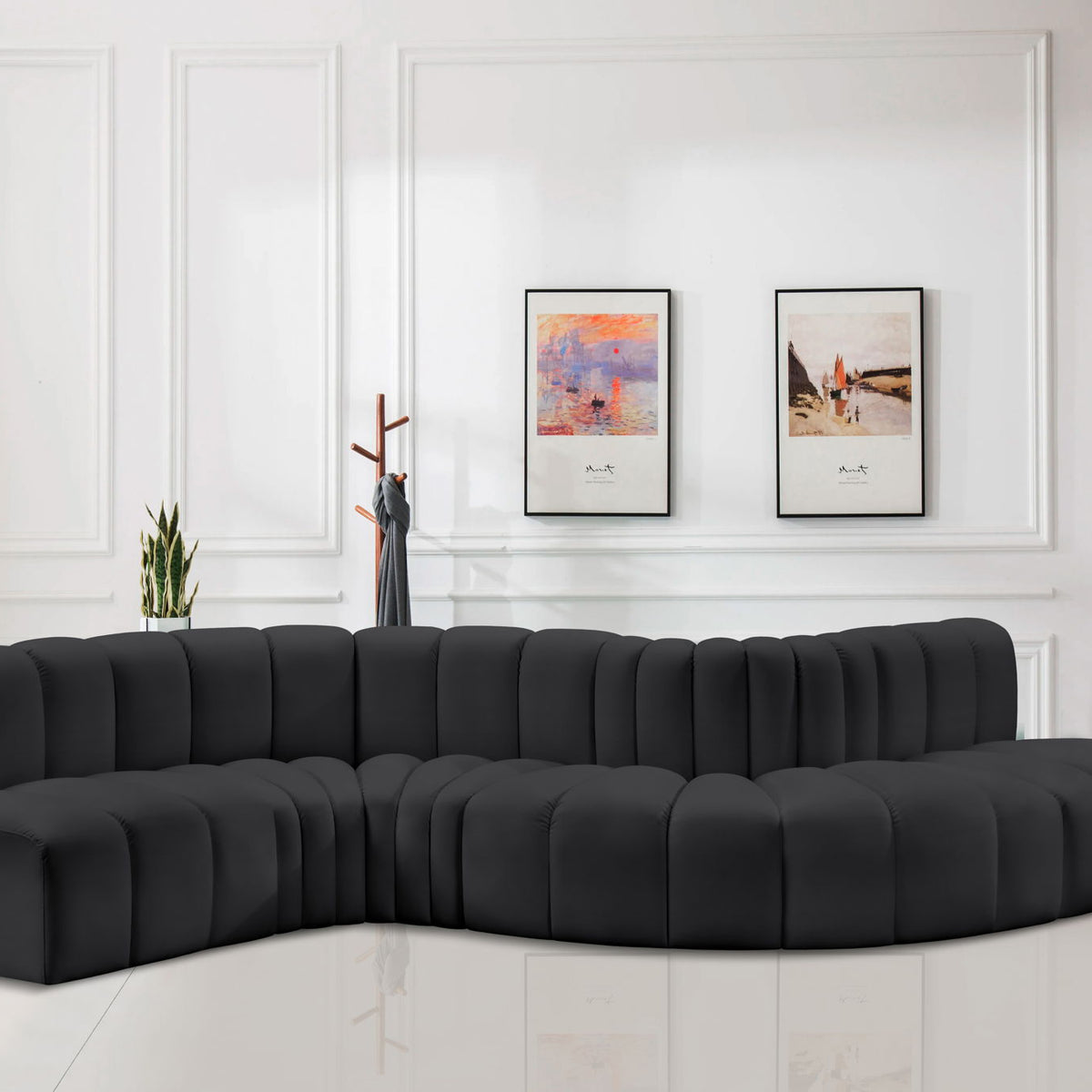 Arc - Faux Leather 6 Piece Curved Modular Sofa