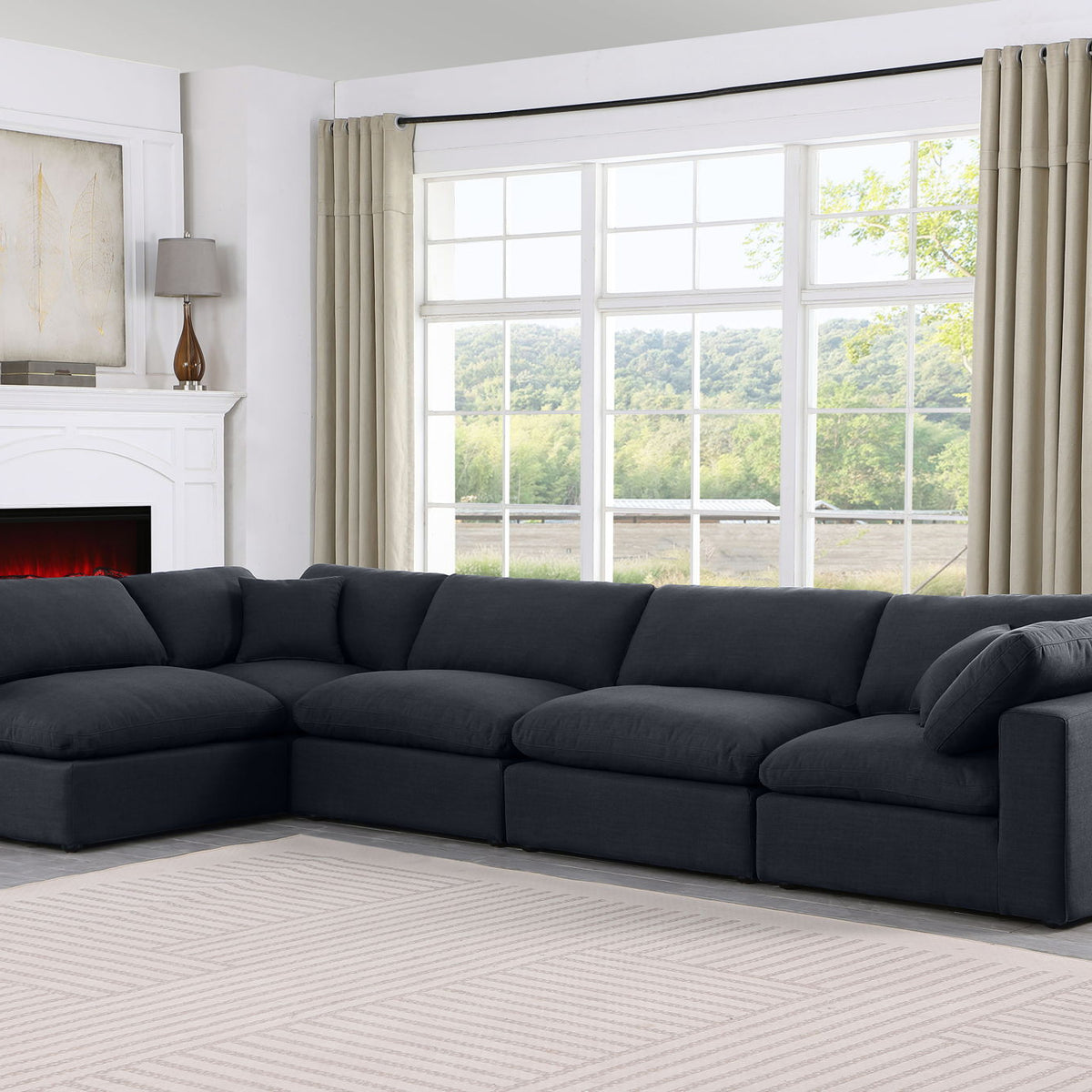Comfy - 5 Piece Linen Modular Sectional