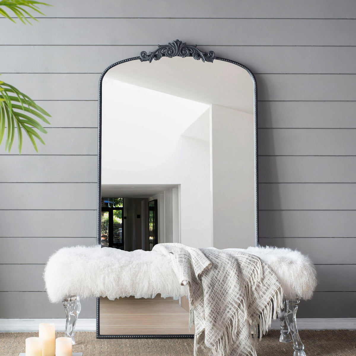 Arch Mirror, Baroque Inspired Wall Decor For Bathroom, Bedroom, Living Room