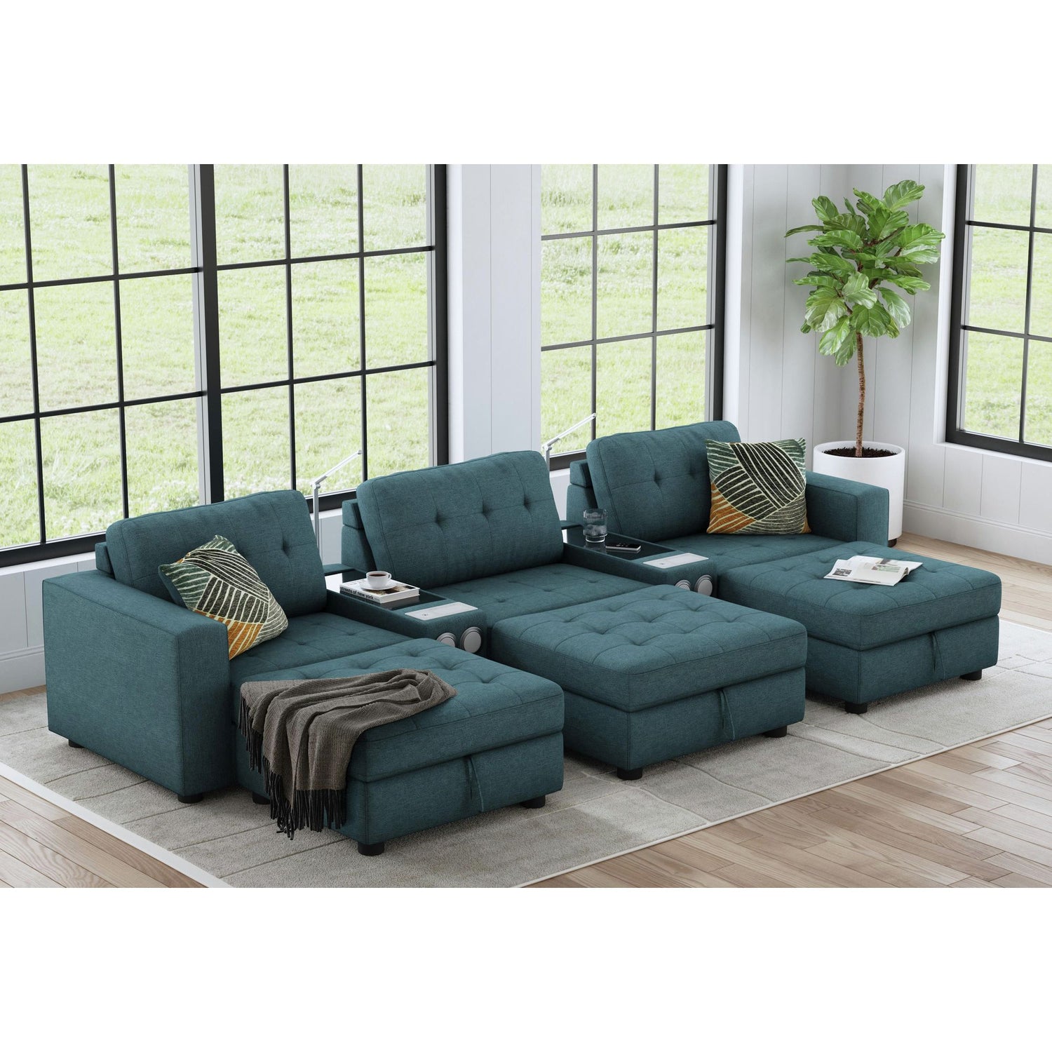 Options One - LHF Chair With 1 Pillow - Teal