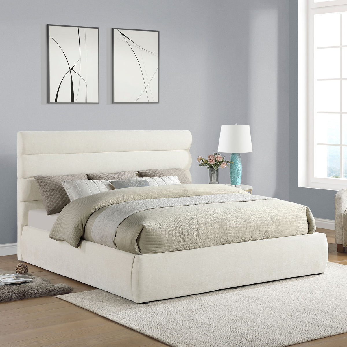 Adam - Chenille Fabric Bed With 52" Headboard