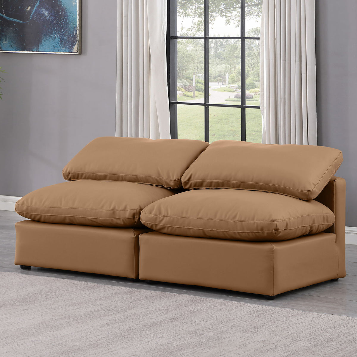 Indulge - Faux Leather 2 Seat Modular Armless Sofa