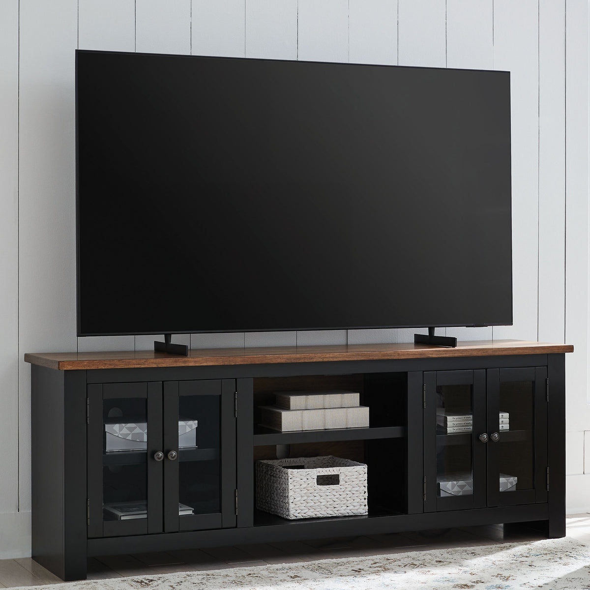 Wildenauer - Brown / Black - XL TV Stand With Fireplace Option