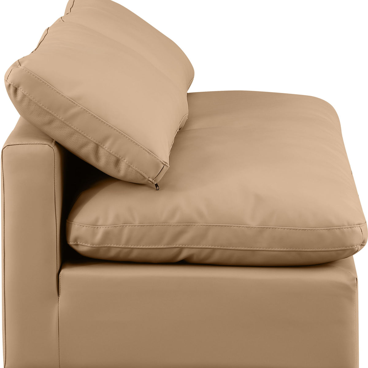 Indulge - Faux Leather 2 Piece Modular Armless Sofa - Tan