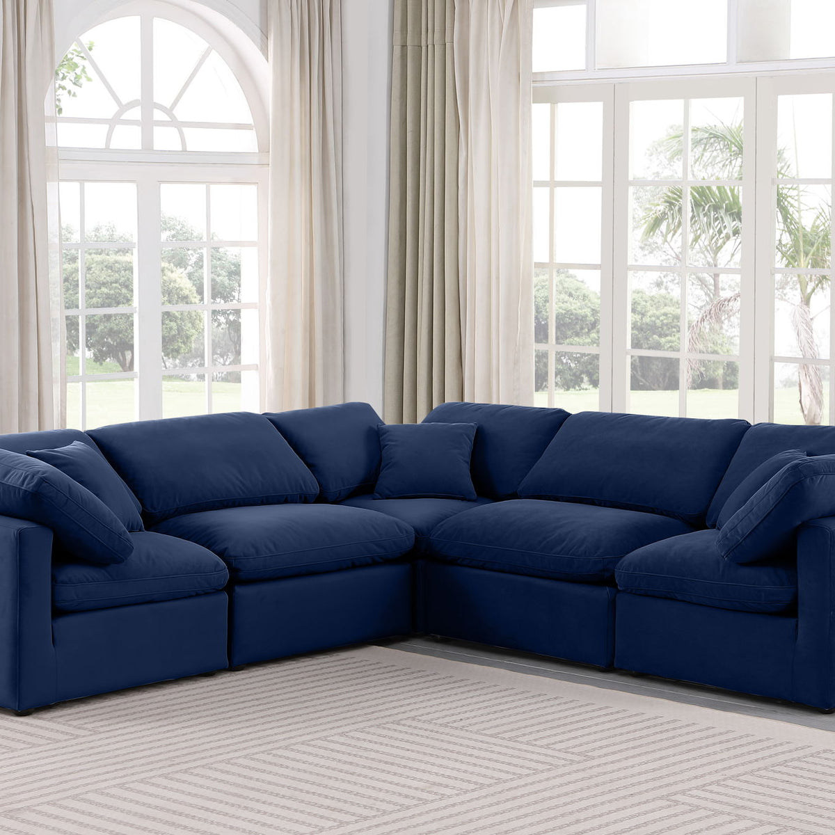 Indulge - Velvet 5 Piece Modular Corner Sectional