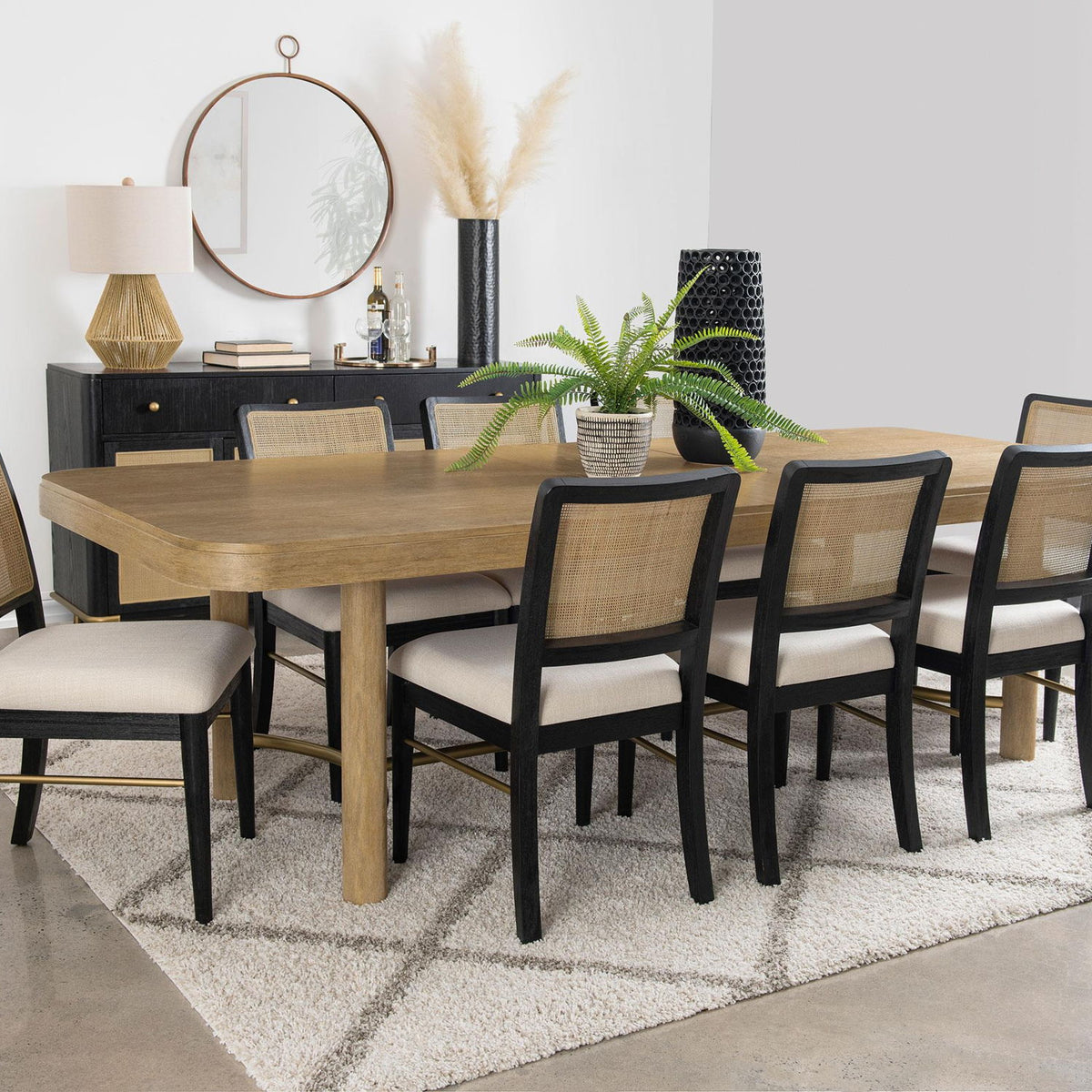 Arini 9-piece Extension Leaf Dining Table Set Sand Wash and Black