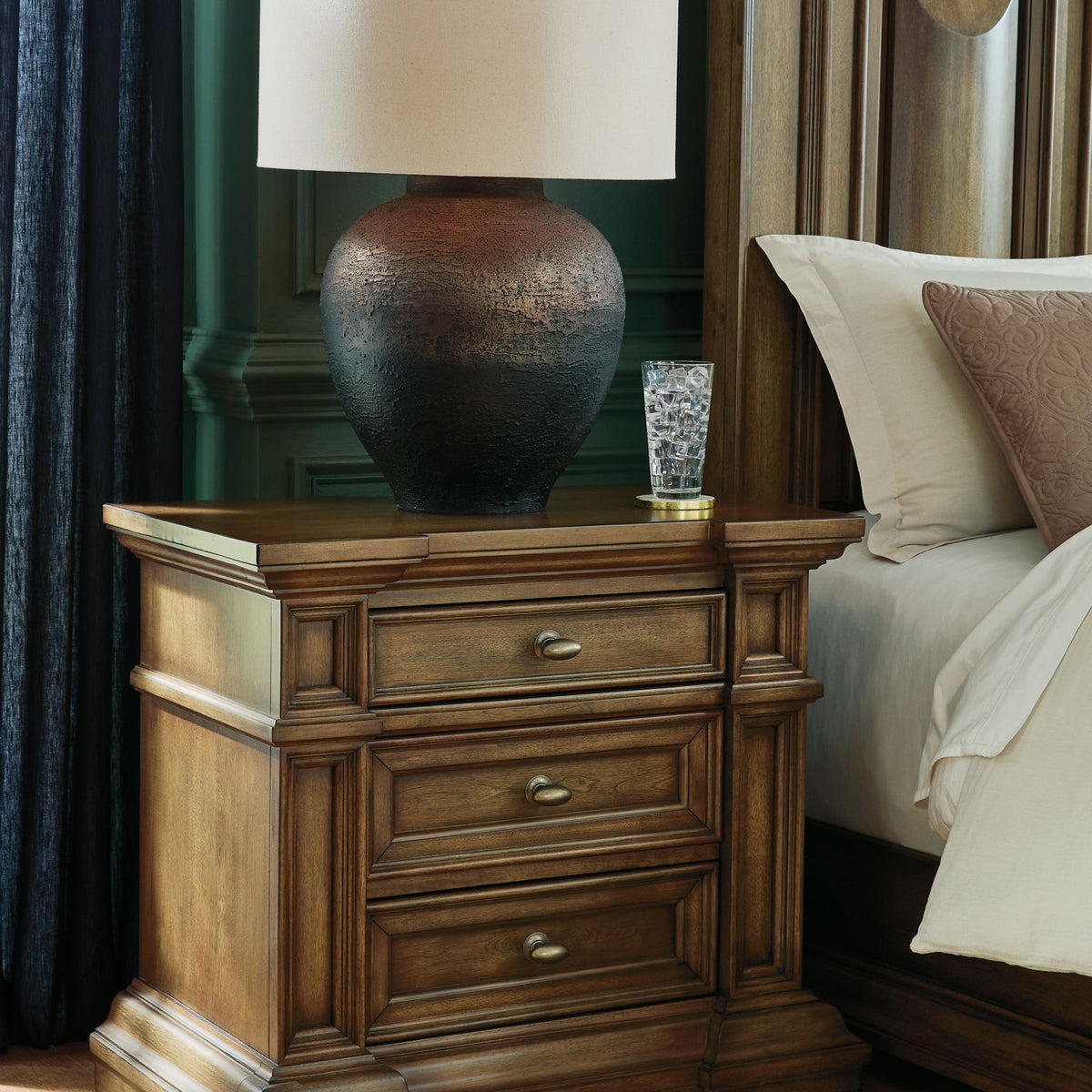 Frantanna - Three Drawer Night Stand - Brown