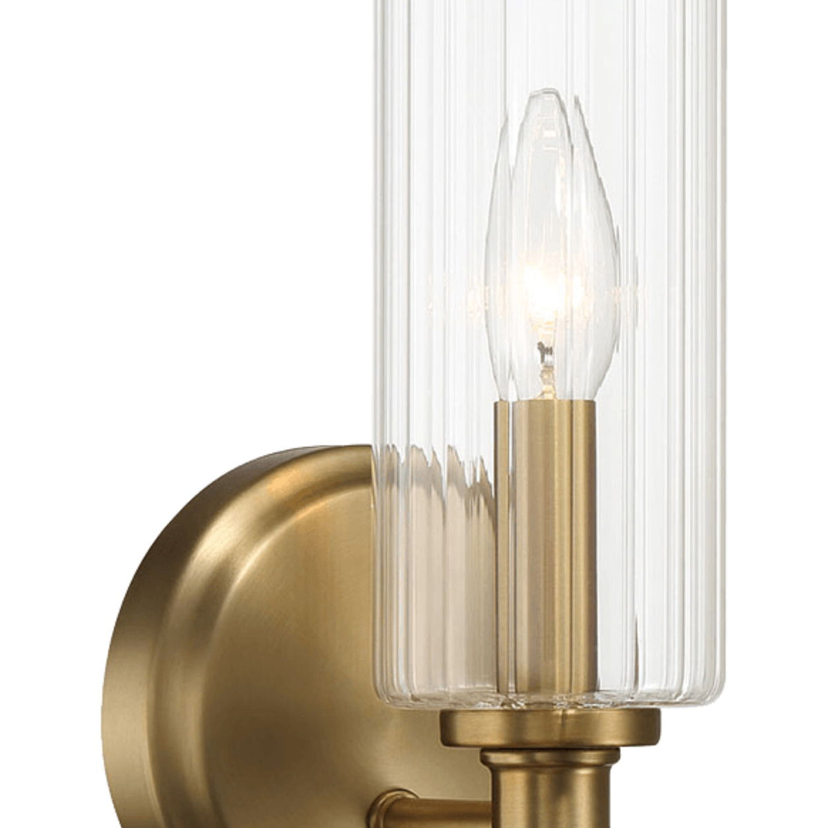 Jardin - Single Light Wall Sconce With Clear Ribbed Satin - Clear / Gold