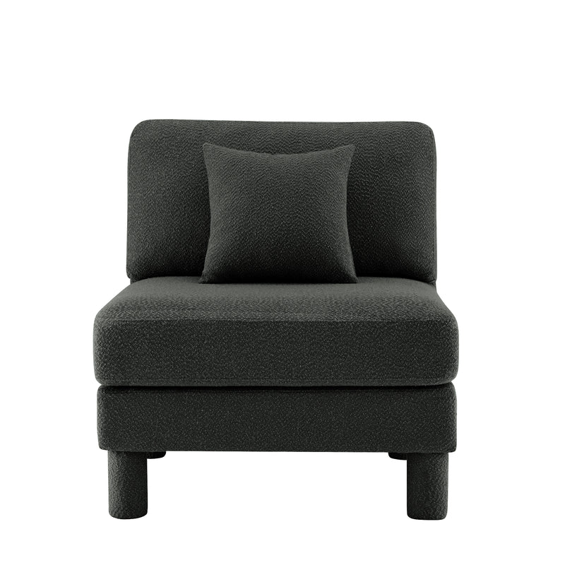 Lucas Armless Sofa with Pillow - Dark Gray