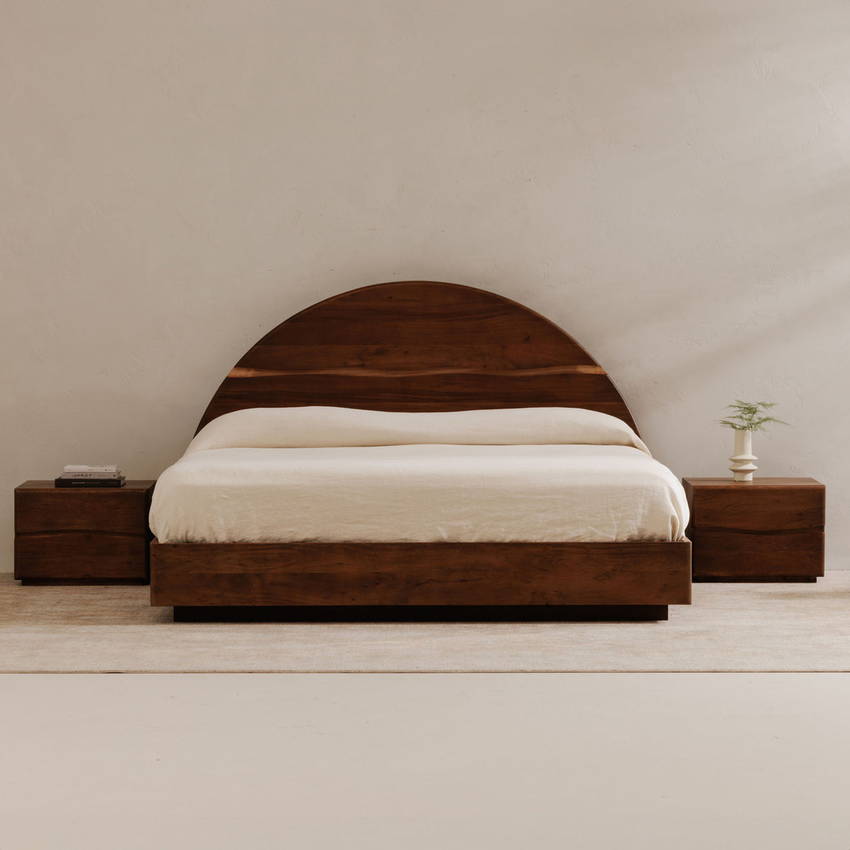Brown wooden nightstand with drawer featuring dark wood grain detail