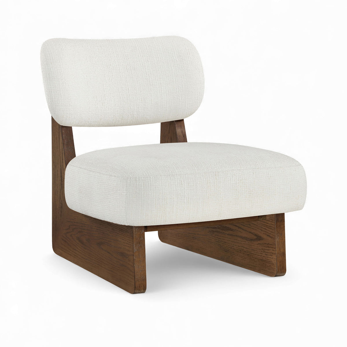 Vetra - Linen Textured Fabric Upholstered Accent Chair With Brown Base