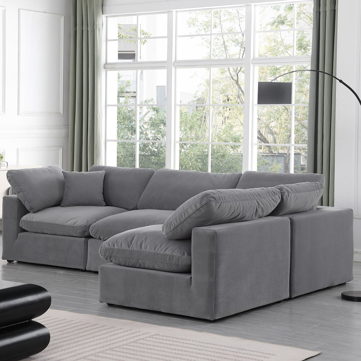 Comfy - 4 Piece Velvet Modular Armless Sectional