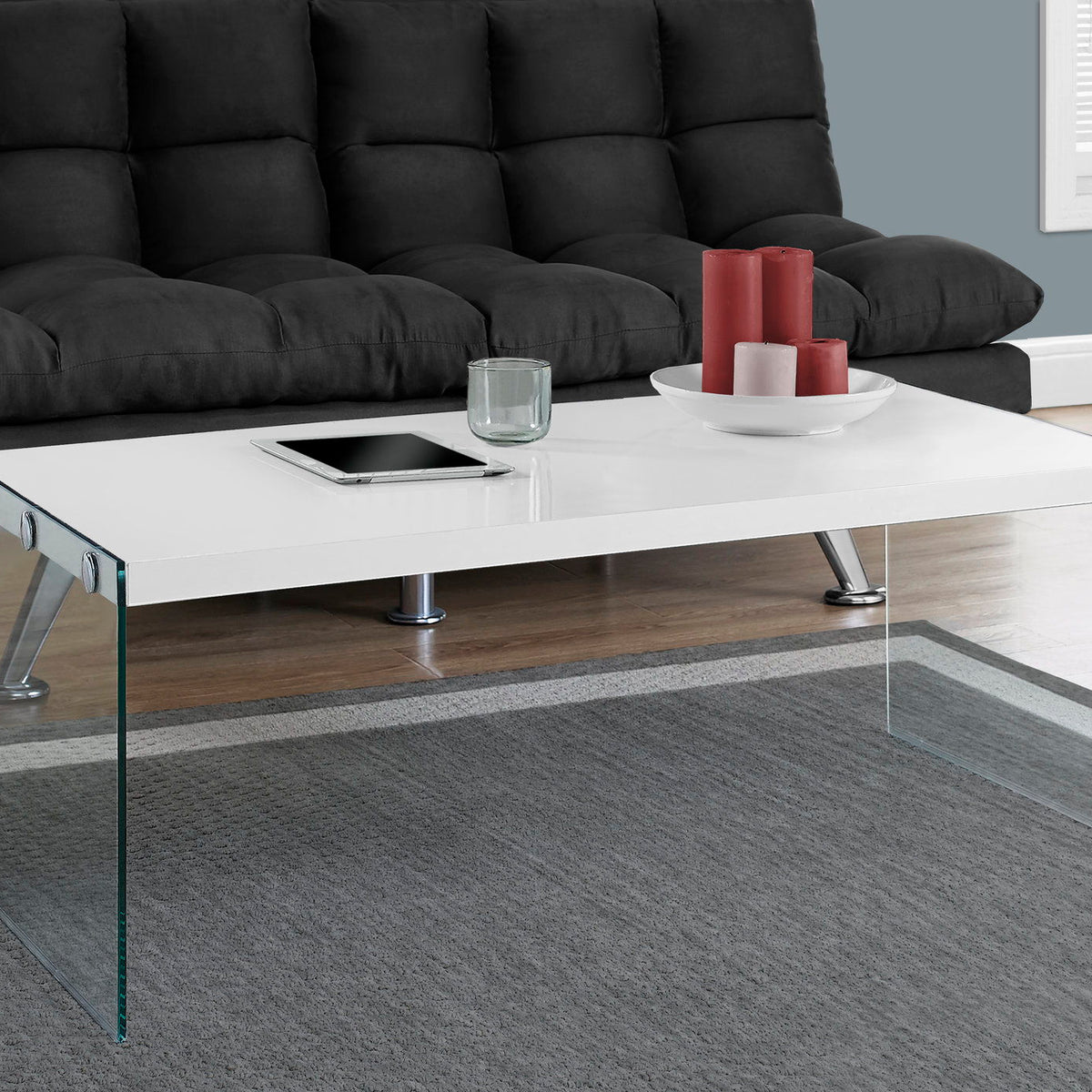 Coffee Table Rectangular For Living Room Clear Tempered Glass