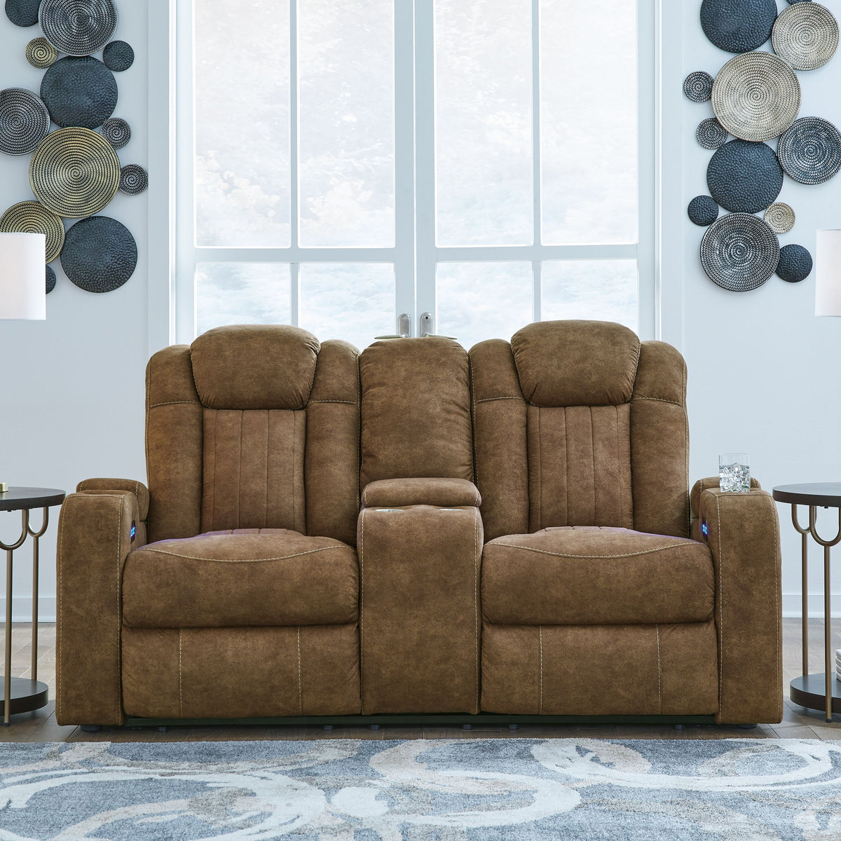 Wolfridge - Power Reclining Loveseat With Console /Adj Hdrst - Brindle