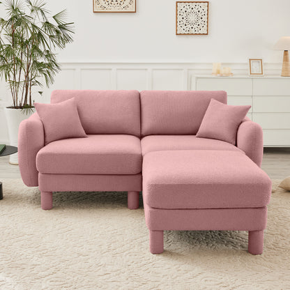 2-Seater Boucle Loveseat - Pink Boucle