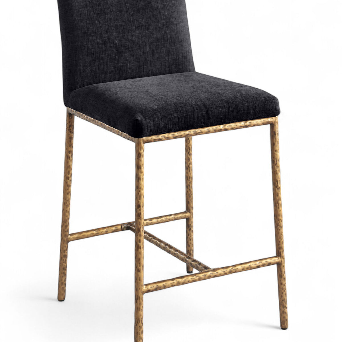 Reeves - Chenille Fabric Upholstered Counter Stool (Set of 2) - Gold Base