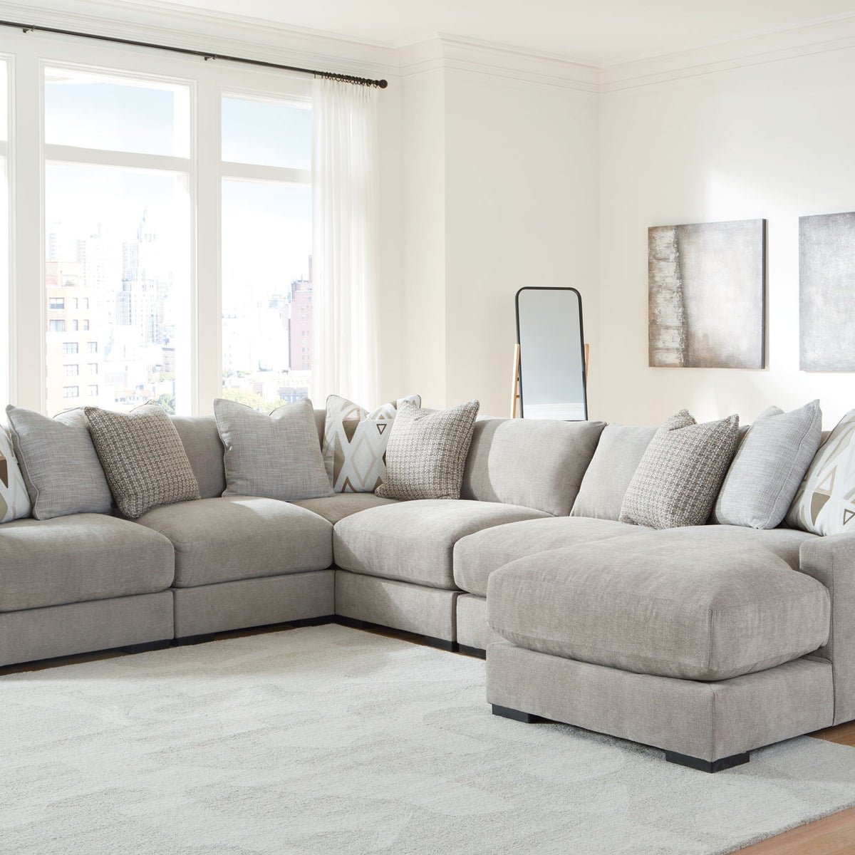 Aslan Court - Sectional With Ottoman Set