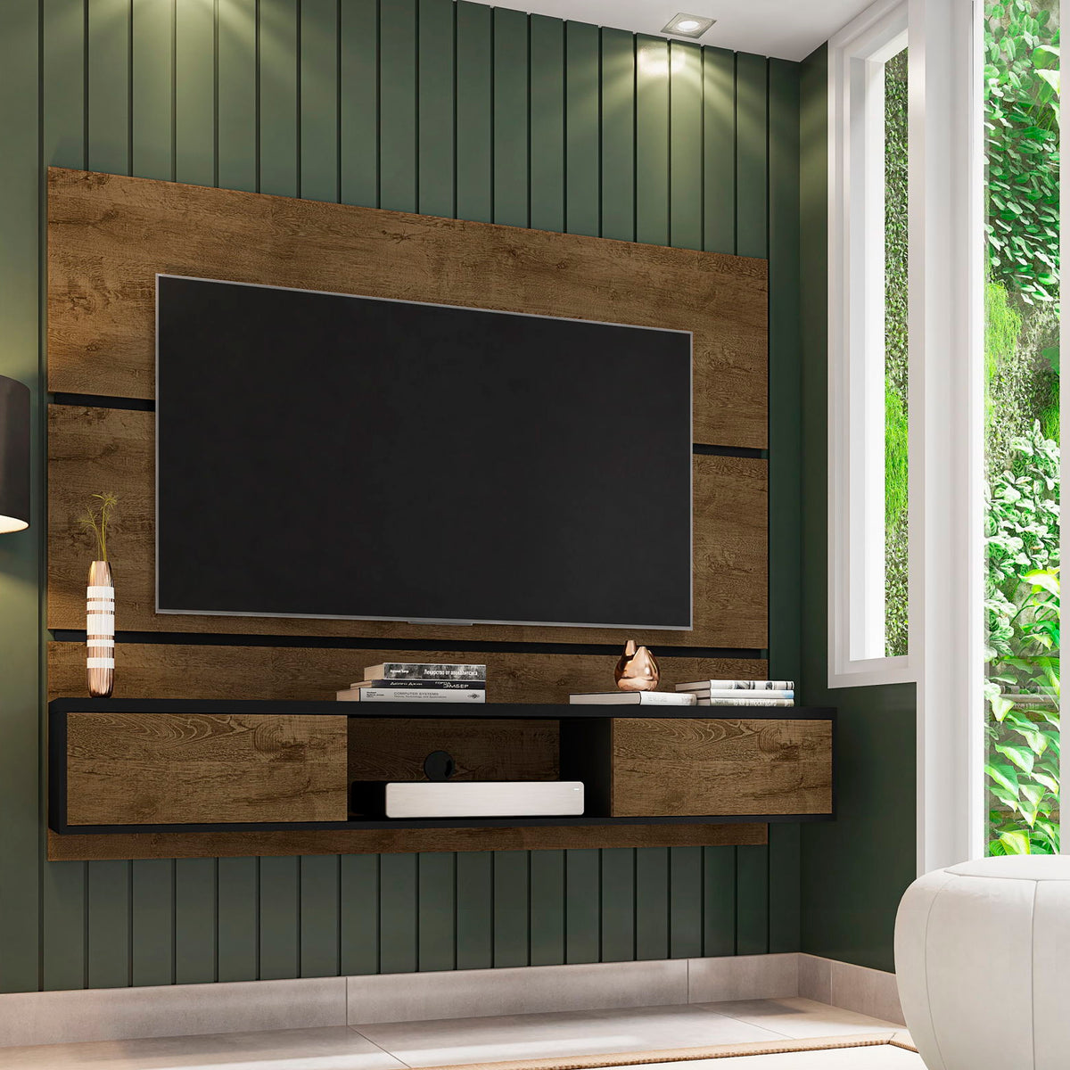 Vernon - TV Panel - Rustic Brown And Black