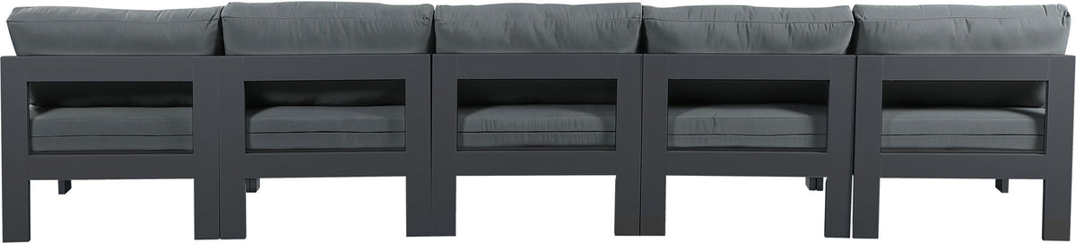 Nizuc - Outdoor Patio 5 Seat Modular Armless Sofa With Gray Frame