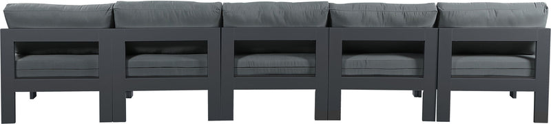 Nizuc - Outdoor Patio 5 Seat Modular Armless Sofa With Gray Frame