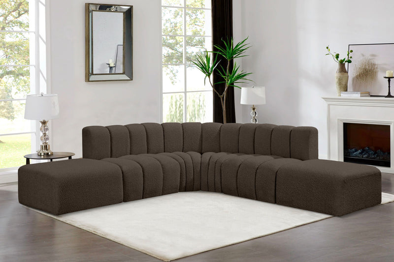 Arc - Boucle Fabric 6 Piece Corner Modular Sofa